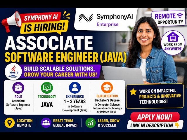 Symphony AI Is hiring for associate software engineer Java for experienced people its fully remote