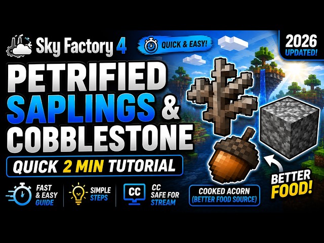Sky Factory 4 T#4 Petrified Saplings & Cobblestone Guide | Quick 2 Min Tutorial CC (Safe for Stream)