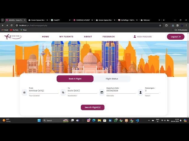 Airline Reservation System Project with Source Code |  HTML, CSS, PHP, MySQL, JS | DARS by GM