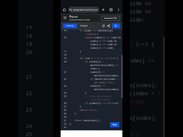 Matchsticks to Square | Backtracking Algorithm in JavaScript Explained Step-by-Step