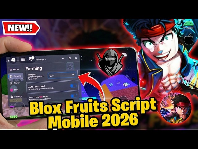 Blox Fruits Script NO KEY 2026 – FREE Auto Farm, Fruit Sniper & ESP | Works on Mobile ✅