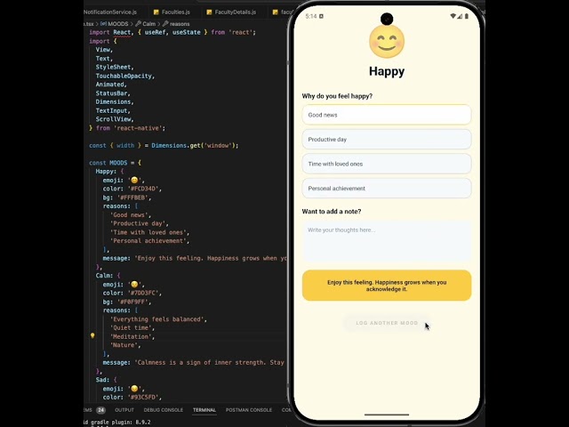 I built a Mood Tracker App using React Native ⚛️ #coding #smartphone #chatgpt #ReactNativeDev