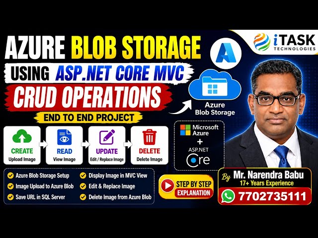 🚀 Azure Blob Storage using ASP.NET Core MVC CRUD Operations | Real-Time Example | Mr. Narendra Babu