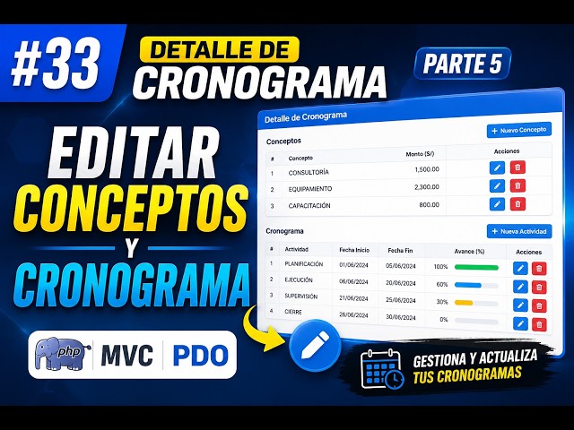 #33 | Detalle de Cronograma (Parte 5) | Editar Conceptos y Cronograma | PHP MVC PDO