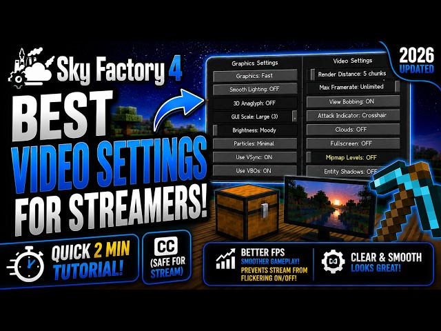 Sky Factory 4 Best Video Settings for Streamers | Quick 2 Min Tutorial CC (Safe for Stream)