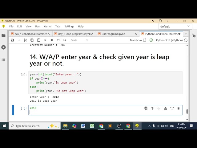 14. Leap Year Program || Python Conditional Statement Program #nitin_sir #sdi