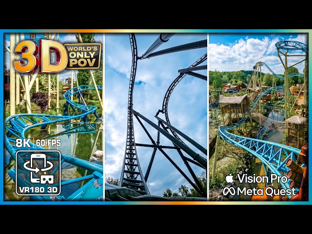 3D TOP 3 realistic ROLLER COASTER VR Experience 8K 😱 Quest 3, Vision Pro proved 🟥 Walibi VR180 60fps