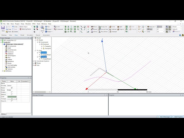 Sweep Along the Line path in Ansys HFSS