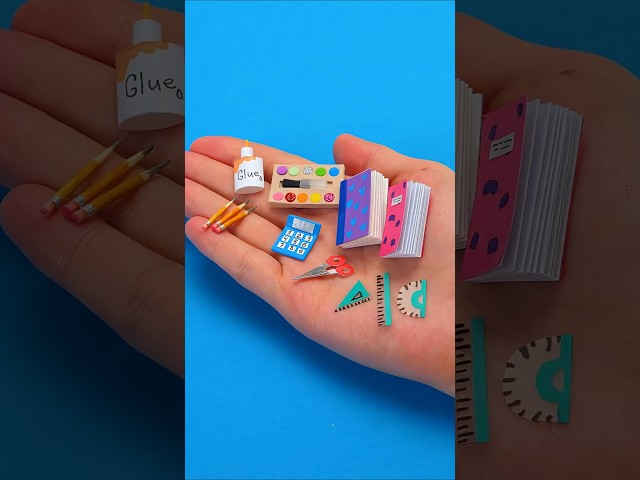 Back to School – Mini Style! 🎒🖊️ Tiny DIY Supplies You'll LOVE! #mini #diy #craft #shorts