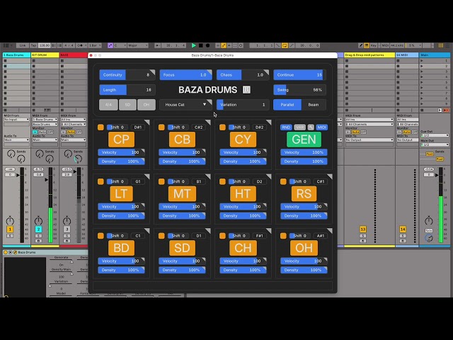 Baza Drums AI midi pattern generator plugin - 3. Global Controls