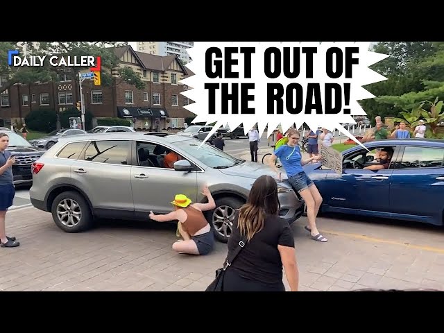 When cars REFUSE to stop for protesters...