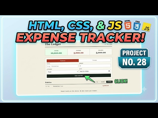 Build an Expense Tracker App with HTML, CSS & JavaScript | Project 28/100 🚀