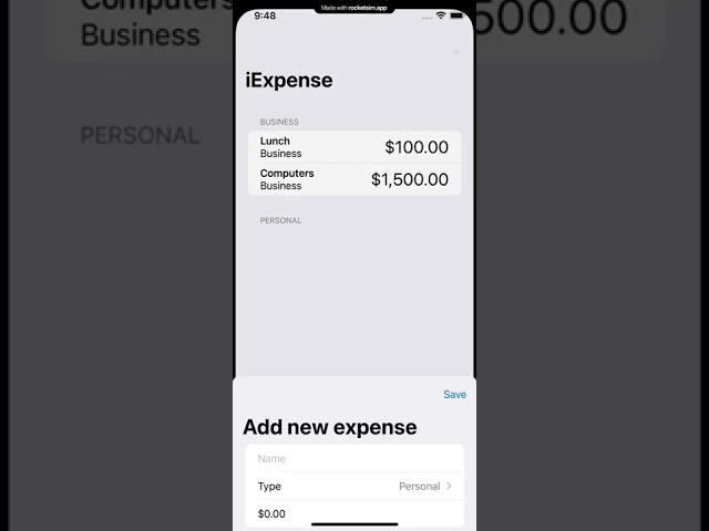 iExpense app and challenges from days 35-38 of #100daysofswiftui