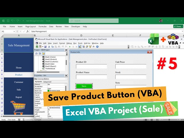 How to Create a Save Button in Excel VBA -VBA Project Sale Management (No Voice)