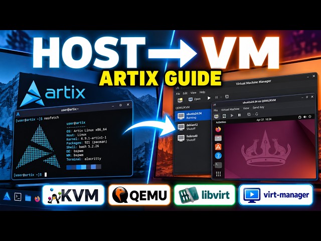 Artix Linux Virtualization Explained | KVM | QEMU | libvirt | virsh | virt-manager