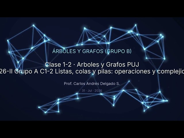 Trees and Graphs PUJ 2026-II Group A C1-2 Lists, queues, and stacks: operations and complexity