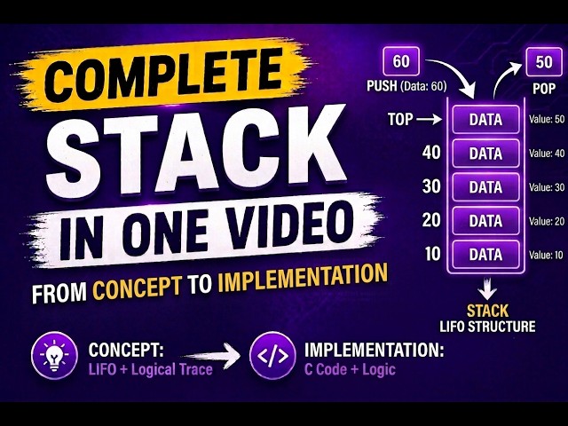 Stack in C | Complete Concept & Implementation | All operations Explained