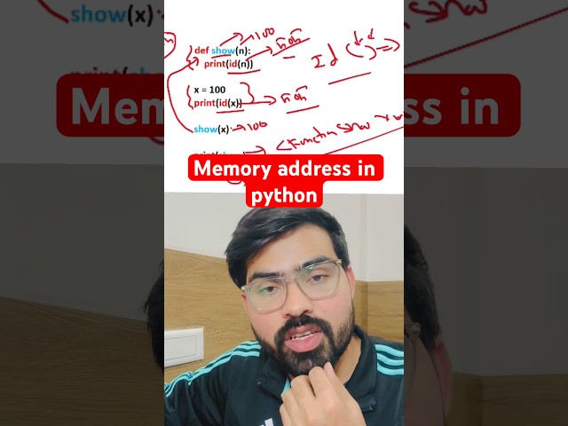 How to get memory address of any object in python? #python #coding #education #saurabhdwivedi #ai id