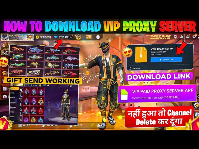 HOW TO DOWNLOAD PROXY SERVER IN FREE FIRE, HOW TO USE PROXY SERVER IN FREE FIRE, VIP PROXY SERVER