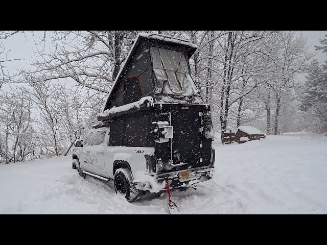 Truck Camping In Alaska Winter Blizzard - 4x4 Overlander Camper