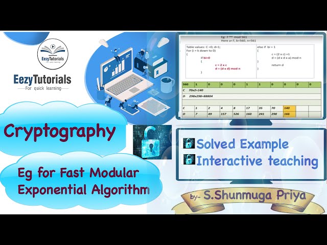 Fast modular exponential algorithm with example - Cryptography lecture series