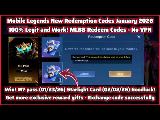 No Limit! Mobile Legends New Redeem Codes January 21, 2026 - It's Working MLBB Redeem Codes No VPN.