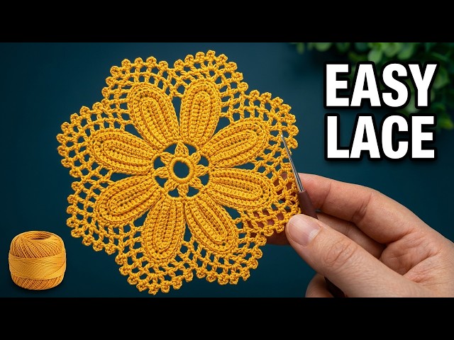 ✨ Amazing Crochet Flower Pattern! Easy Round Lace Motif Tutorial