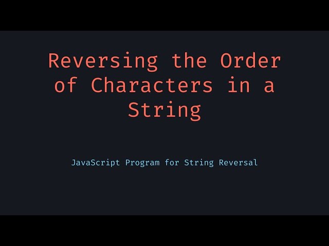 Reverse Characters in String