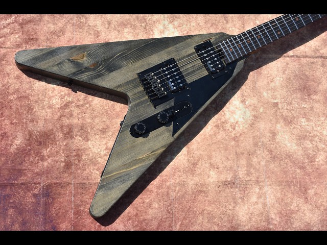 Playing Demo of Flying-V Telecaster Hybrid w Explorer Banana-style Headstock HH Black 4Way Wilkinson