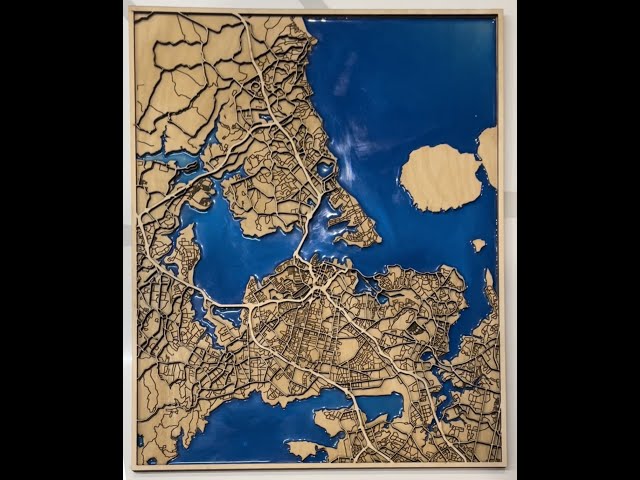 TWOFLAME Creations - Laser Cut Auckland City Map finished with Epoxy Resin