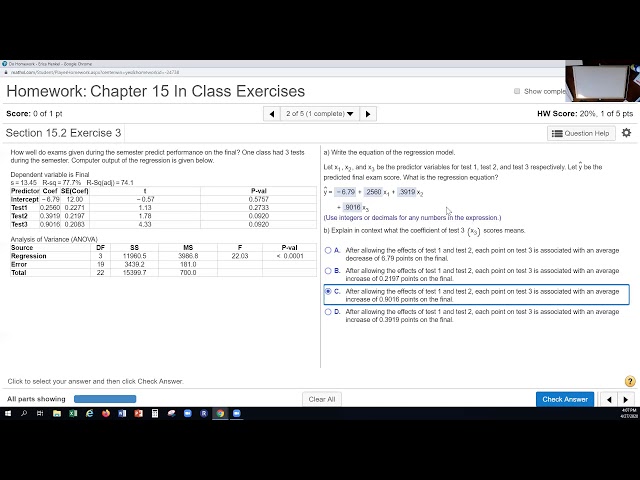 FIN 3550 - Chapter 15 - Multiple Regression - Sample Problems and Homework Help