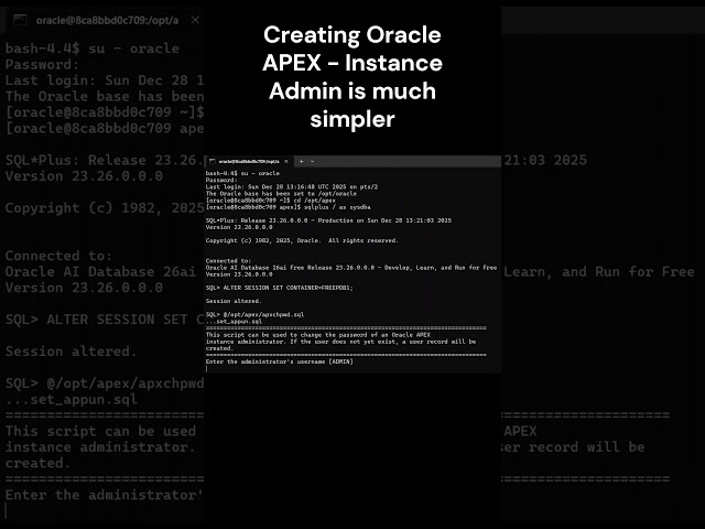 Oracle APEX | Instance Administrator Creation - Complete command line setup #orclapex #oracleapex