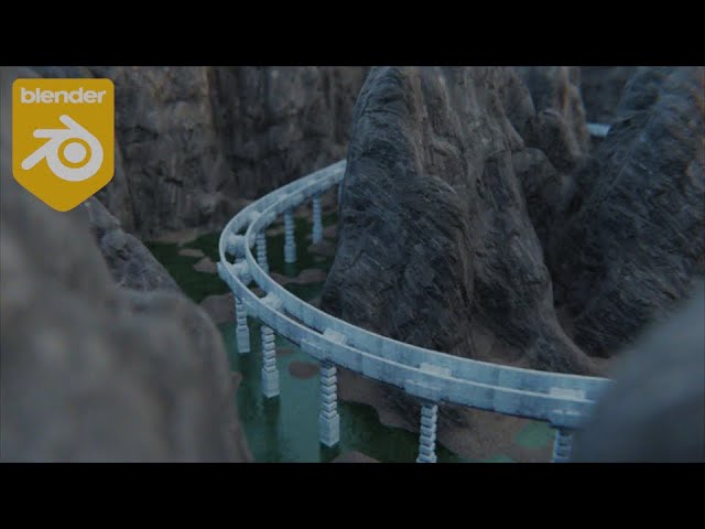 Sci-fi train tracks in 360 [Blender 2.93]