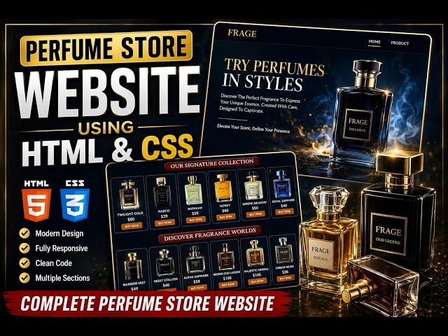 Build a Modern Perfume Store Website Using HTML & CSS | Full Project Tutorial|#coding #htmlcss #css