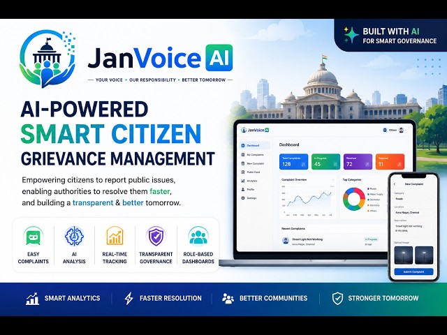JanVoice AI🚀AI-Powered Smart Citizen Complaint & Grievance Management System | React + Firebase + AI