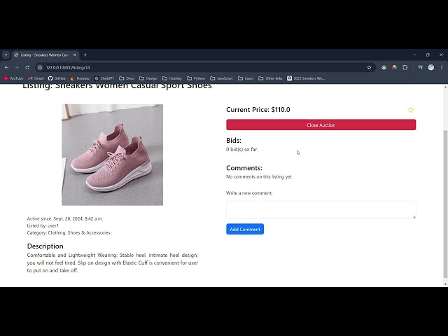 CS50’s Web Programming - Project 2 Commerce