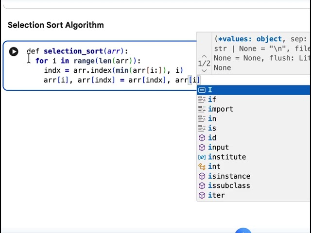 Python Code for Selection Sort