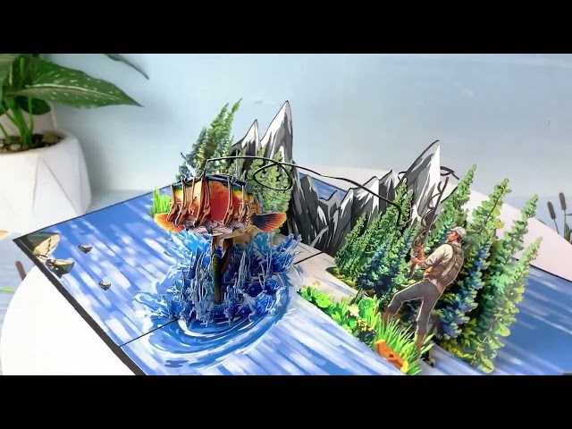Bass Fishing Pop up Card 3D Fisherman Gift   isimContent