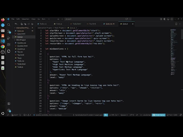 Phase3 Storing Quiz Questions with JavaScript Arrays and Objects