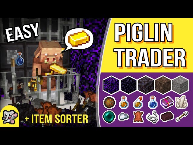 EASY Piglin Trader with Item Sorter | Minecraft Farm Tutorial | BEDROCK MCPE XBOX PS SWITCH