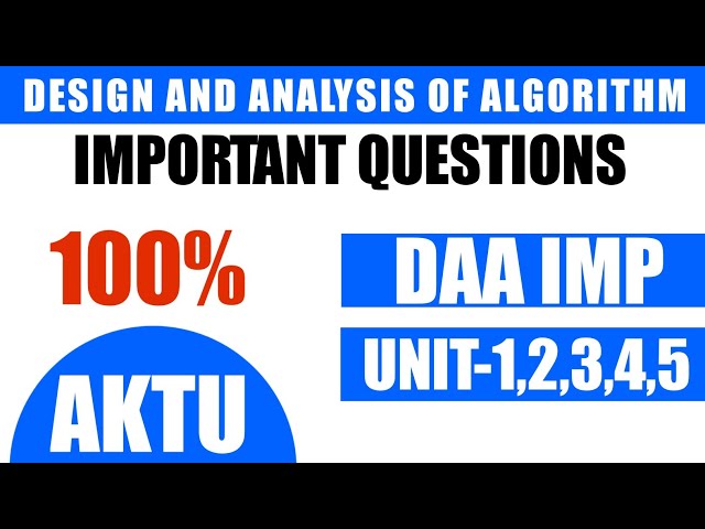 Design and Analysis of algorithm aktu important questions | DAA aktu imp