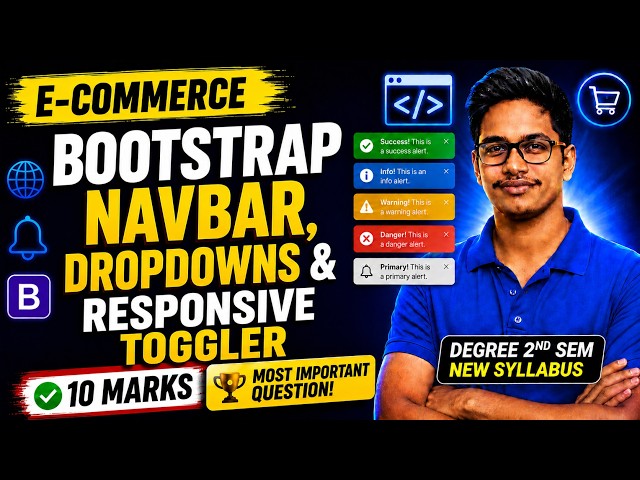 Bootstrap Navbar, Dropdowns & Responsive Toggler 10 Marks Most Important | Degree 2nd Sem E-Commerce