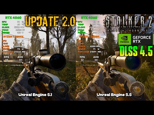 S.T.A.L.K.E.R. 2 Patch 2.0 - UE 5.5 vs UE 5.1 | Patch 1.9 vs Patch 2.0 | RTX 4060 | DLSS 4.5 Test