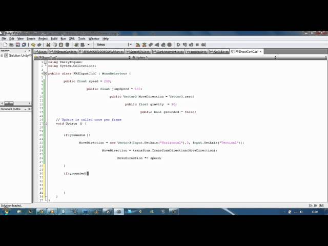 010 Unity 3d : FPS tutorial how to create a FPS Movement Script (Using C Sharp)