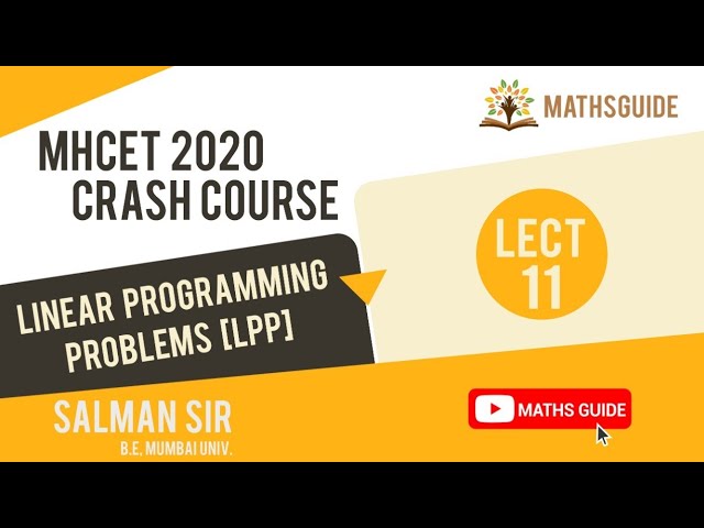 Lec11 Linear Programming Problems [LPP] MHTCET past year questions | Maths | Class 12