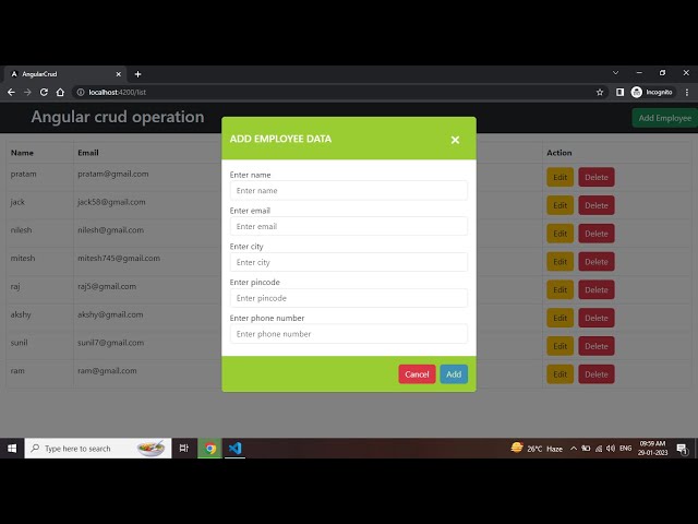 Angular crud operation using JSON server | Reactive form Crud operation #angularcrud #angularproject