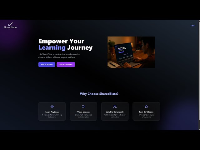 SharedSlate E-Learning Platform - Full-Stack Demo