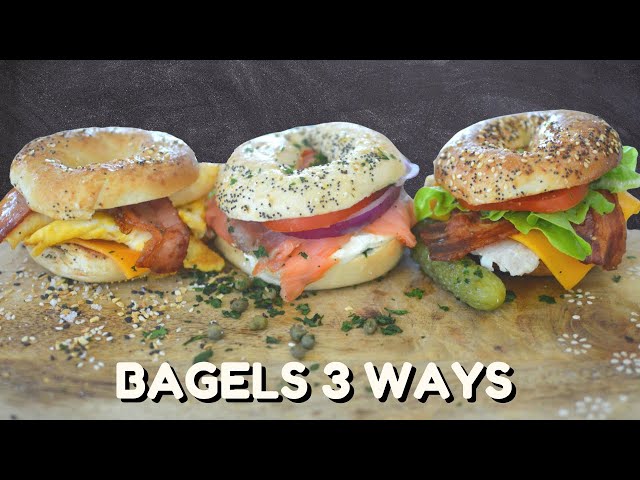 Sándwiches de bagel de 3 maneras | Desayuno, almuerzo y cena