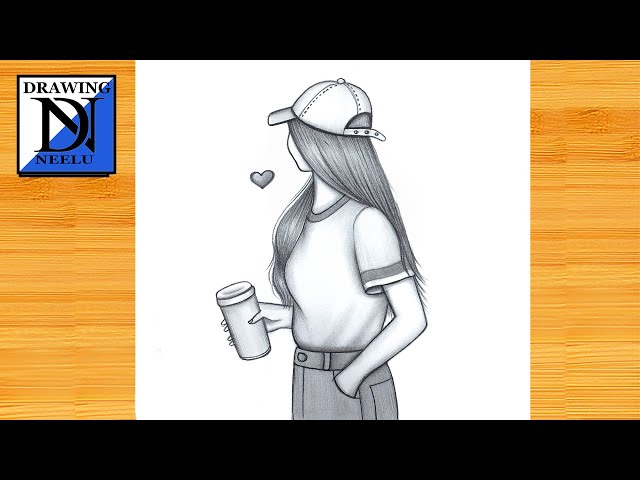 How to Draw a Girl Holding Coffee - Hidden Face || Pencil Sketch for Beginners || Girl Drawing