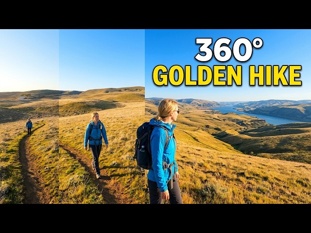 cinematic hike through rolling golden hillsides | 360° view